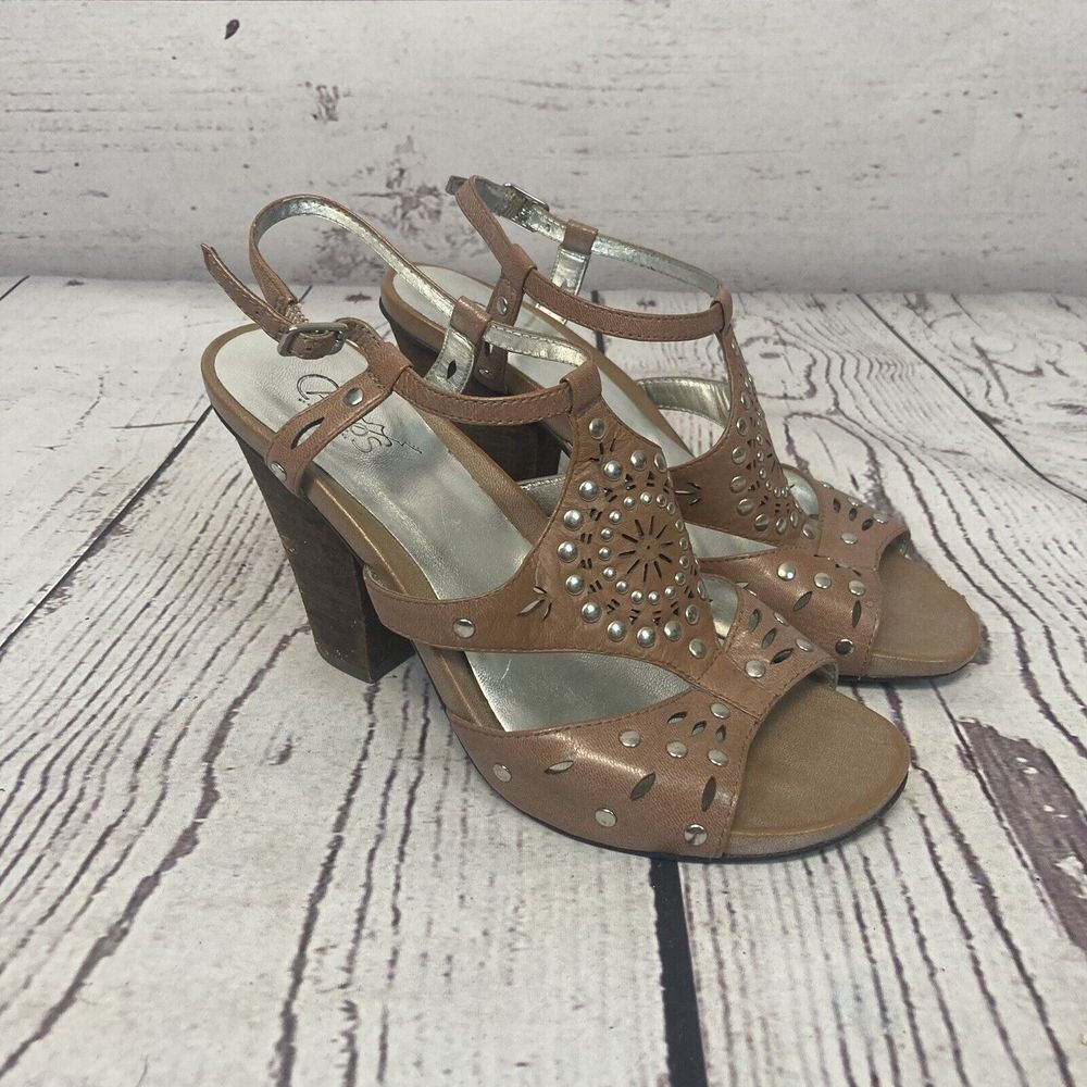 Carlos Santana Radiance Heels Womens Size 7.5 M Leather Block Heel Brown